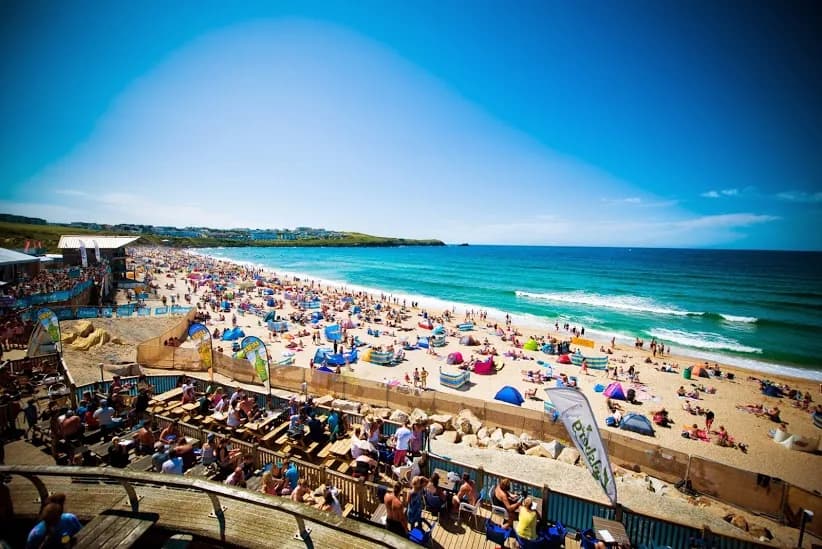Boardmasters activity at Fistral Beach in Newquay