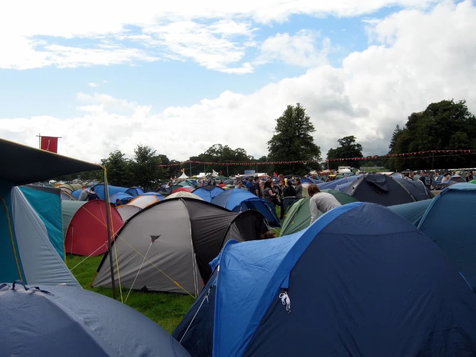 A sea of tents under a bright sky at the Electric Picnic campsite