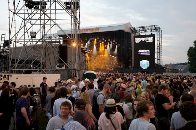 Isle of Wight Festival crowd watching the main stage at Seaclose Park