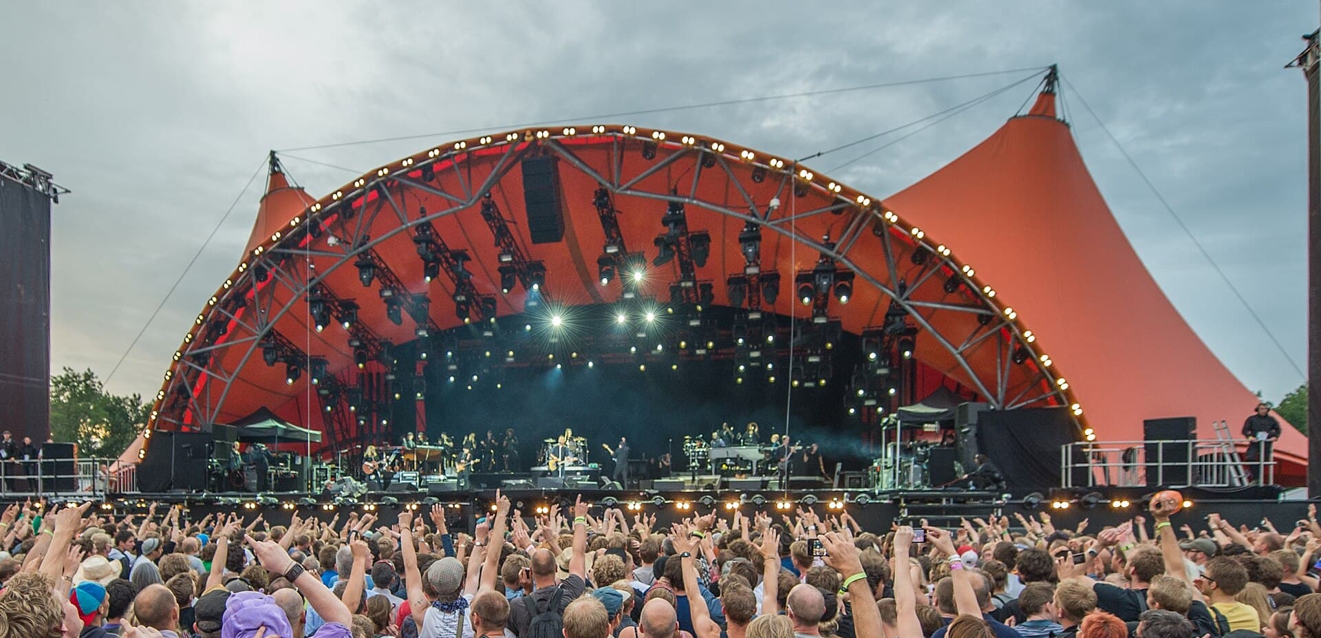 Roskilde Festival Orange Stage with a large crowd in front
